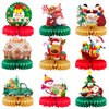 9 Pcs Christmas Party Honeycomb Centerpieces for Table Decorations, 3D Honeycomb Christmas Decorations Holiday Table Centerpieces with Santa Claus Snowman for Christmas Party Supplies Indoor