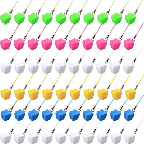 60 Pcs Plastic Tooth Savers Necklace Colorful Tooth Holders Tooth Necklaces Container for Kids Teeth Keepsake Theme Party Supplies Goodie Bag Fillers, 5 Colors