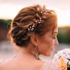 6 Pieces Pearl Crystal Bridal Hair Pins Rhinestone Flower Wedding Hair Piece Vintage Hair Accessory Party Hair Pins for Bride, Bridesmaids, Flower Girls (Rose Gold)