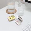 WIRESTER Rectangle Pill Box, 2 Compartment Retro Pill Case with Mirror, Medicine Tablet Vitamin Holder for Pocket Purse Travel - Lemon Leaf Walnuts