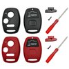 Key Fob Shell Case Replacement for Honda Accord Crosstour Civic Odyssey Fit CR-V CR-Z Key Fob Cover with Screwdriver (Black+Red)