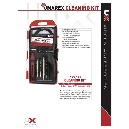 Umarex .177 and .22 Caliber Air Gun Cleaning Kit - Includes Cleaning Rod, Brushes, Mops, Jags, Pads, Driver Set and Thread Adapter