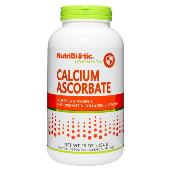NutriBiotic - Calcium Ascorbate Vitamin C Powder, 16 Oz | Essential Antioxidant & Collagen Supplement Buffered with Calcium | Non-Acidic & Easier on Digestion than Ascorbic Acid | Gluten & GMO Free