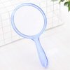 TOPYHL Makeup Hand Mirror, Double-Sided 3X 1x Magnifying Large Travel Handheld Mirror Cosmetic Mirror Acrylic Clear Finish Round Mirror (Blue)