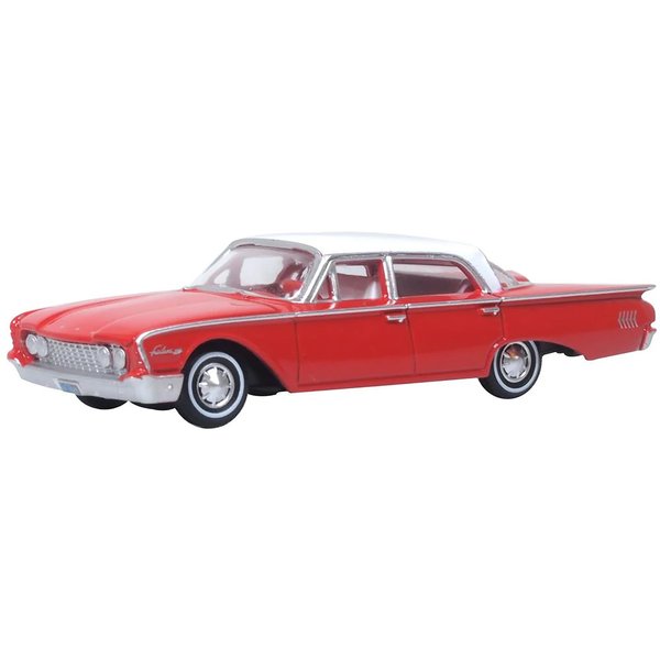 Oxford Diecast 1960 Fairlane Sedan 500 Monte Carlo Red with Corinthian White Top and Interior 1/87 (HO) Scale Diecast Model Car 87FF60001