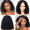 ESIWONHAIR Short Curly Bob Wigs Human Hair 4×4 Lace Closure Deep Wave Wigs for Black Women Brazilian Virgin Glueless Human Hair Lace Front Wig Pre Plucked with Baby Hair (10Inch, Natural Color)