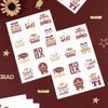 JOYMEMO 12 Sheets Graduation Temporary Tattoos Burgundy and Gold Glitter Metallic Style Graduation Party Favors 2024 Congrats Grad Class of 2024 Body Decorations Tattoos Gift for High School College
