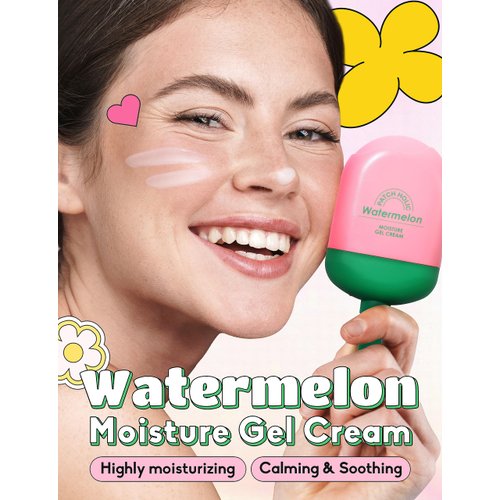 PATCH HOLIC Watermelon Moisture Gel Cream 2.36 fl. oz. Hydrating Facial Moisturizer & Gel Cream with 8 Hyaluronic Acid | Nourishing Facial Cream Gel Moisturizer for Face | Face Cream for Dry Skin