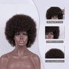 Traqur Afro Wig For Women 70s Afro Wigs Natural Looking Afro Kinky Curly Wigs With Bangs Short Bouncy Afro Curly Wig Soft Afro Puff Wig Synthetic Hair Afro Wig For Daily Party (Brown)