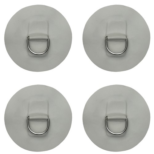 YYST 4 X Stainless Steel D-ring Pad/patch for PVC Inflatable Boat Raft Dinghy Kayak - No Glue included- Instruction Included- Light Grey