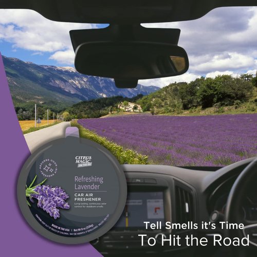 Citrus Magic On The Go Odor Absorbing Solid Car Air Freshener, Refreshing Lavender, 8-Ounce, Pack of 3