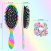 Girls Detangling Brush for Curly, Wet/Dry, Thick Hair - Pain-Free Brushing for Women (Rainbow Unicorn)
