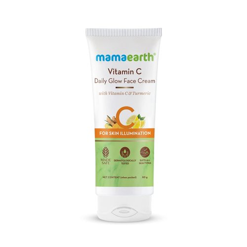 MAMAEARTH Vitamin C Daily Glow Face Cream | for Skin Illumination with Turmeric | Lightweight & Hydrating Formula | For All Skin Types | 2.82 Oz (80g)