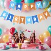 Blue and Orange Birthday Banner, Happy Birthday Banner Blue Party Decorations for Boys Kids 1st Birthday Decor