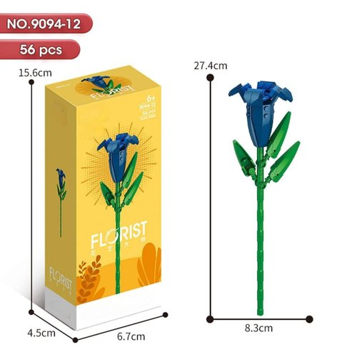YICHENZHAOXING Mini Bricks Artificial Flower Bouquet Building Sets，DIY Simulation Plant Series Creative Toys,Flower Building Set Gentian 56PCS