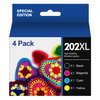 Remanufactured 202XL Ink Cartridges High Yield Replacement for Epson 202XL 202 XL T202XL to Use with Workforce WF-2860 Expression XP-5100 Printer (Black, Cyan, Magenta, Yellow 4 Pack)