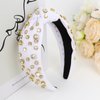Uintoon White Knotted Headband Sparkly Rhinestone Headbands Women Girls Wide Top Knot Shiny Headbands Headpieces Crystal Beaded Jeweled Hairbands Fashion Embellished Hair Band Non Slip Accessories