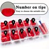 AddFavor 240pcs Press on Nails Short Square Fake Nails Glossy Full Cover Acrylic Artificial Glue on Nails Kit for Women and Girls, Red-Hot Nails