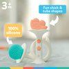 Nuby Silicone Fun Teethers - (2-Pack) Baby Teething Toy - Chick and Tuba Shapes - 3+ Months - Orange and Teal