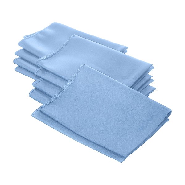 LA Linen 10-Pack Poly Poplin Napkin, Soft Cloth Napkins, Washable Reusable Napkins, Stain and Wrinkle Resistance Table Napkins for Dinner, Wedding, Parties, 18 by 18-Inch, Blue Light