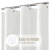 Gibelle White Shower Curtain for Bathroom, 3D Embossed Textured Fabric Curtain, Modern Farmhouse Chic Soft Cloth Set with Hooks, 72x72
