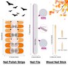 DANNEASY 24 Sheets Fall and Halloween Nail Polish Stickers Full Nail Wraps for Women Holiday Maple Leaf Nail Polish Strips Self Adhesive Fingernail Stickers with Nail File, Cuticle Stick