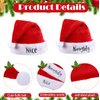 2 Pieces Naughty and Nice Plush Christmas Santa Hats Buffalo Plaid Holiday Hat for Christmas Party Supplies (Red, Black, Adult Size)