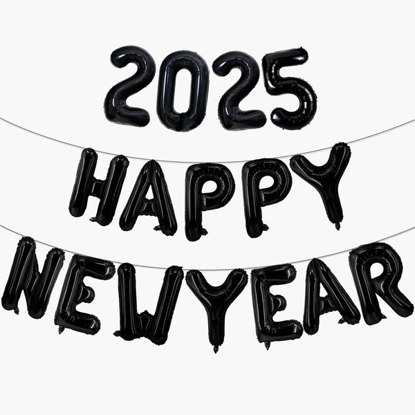 Black Happy New Year 2025 Balloons, 16 Inch Happy New Year Balloons Black,New Years Eve Party Supplies 2025 Balloons Black, New Years Decorations 2025,NYE Balloons, New Years 2025 Balloons