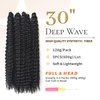 BLL Curly Braiding Hair For Boho Braids Ocean Wave Crochet Hair Human Hair Blend 5 Packs Deep Wave Long Wavy Braiding Synthetic Hair Extensions For Black Women (30 Inch(Pack of 5), 1B)