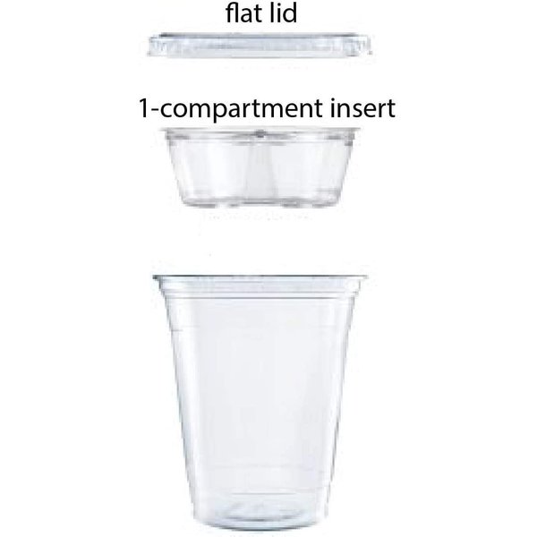 Yasirona Shop-Tek 16-Oz (20 Counts) Clear Plastic Cup with with Parfait Insert & Flat Lid - Sold by Ucostore Only