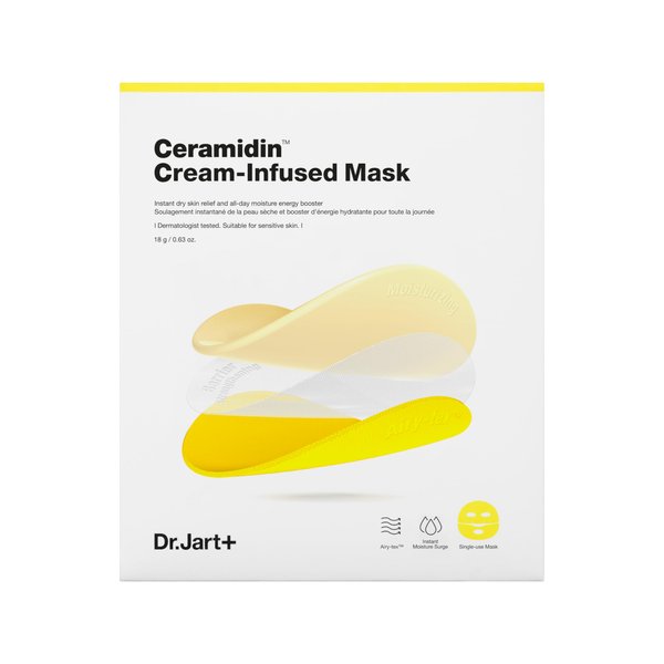 Dr.Jart+ Ceramidin Cream-Infused Face Mask for Dry Skin with Ceramides and Panthenol, 0.63 Ounce