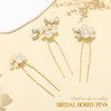 Kilshye Pearl Bride Wedding Hair Pins Gold Rhinestone Bridal Hair Pieces Crystal Prom Hair Accessories for Women and Girls (Pack of 3) (Gold)