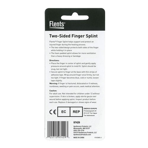 Flents Two Sided Finger Splint, Stainless Steel with Comfortable Padding, Assorted Sizes