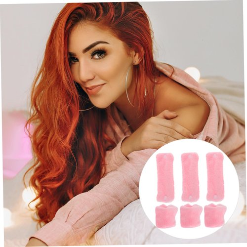 DRESSOOS 6pcs Fleece Sponge Hair Curler Rollers, Heatless Spiral Curling Iron Home Tools for Overnight Curls, Sleep in Curly Pink