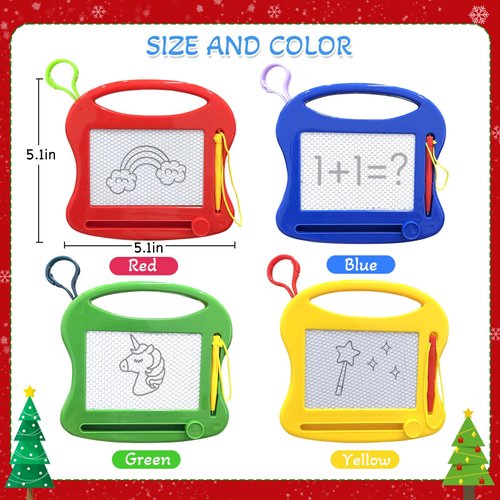 12 Pieces Mini Magnetic Drawing Board Erasable Doodle Board Party Favors for Kids Small Painting Sketch Pad Christmas Birthday Prize Classroom Supply Goodie Bags Filler Educational Toys (4 Colors)