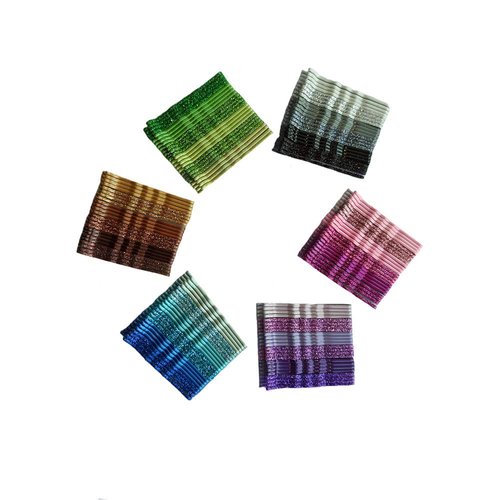 Metallic Gradient Colorful Shiny Hairpins Bobby Pins Set, White Bridge 144pcs Middle Size Colorful Hair Bobby Pins Metallic Barrettes Hair Clips for Women Girls (Shiny Clips)