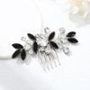 Catery Rhinestone Bride Wedding Hair Comb Black Crystal Side Comb Bridal Hair Piece Leaf Headpiece Bridesmaid Hair Accessories for Women and Girls (Black)