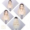 MORICA Platinum Blonde Wigs for Women Long Wavy Wigs Ombre Platinum Blonde Wig with Middle Part Wig Curly Hair Wig Dark Roots Synthetic Heat Resistant for Daily Party 26 Inches