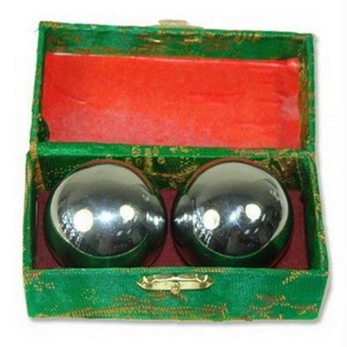 JapanBargain 3297, Chinese Baoding Balls Hand Therapy Exercise Stress Relief Balls, 1-5/8 inch, Chrome Color