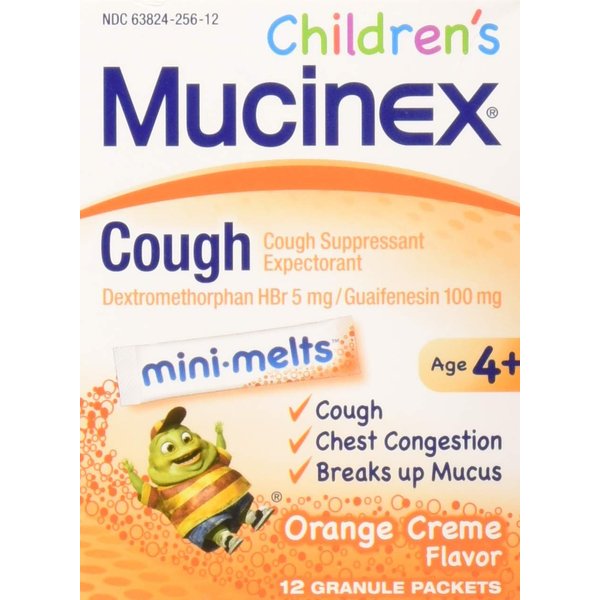 Mucinex Children's Chest Congestion Expectorant and Cough Suppressant Mini-Melts, Orange (Packaging May Vary) (Pack of 3)