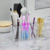 NIUBEE Acrylic Pen Holder 4 Compartments, Clear Pencil Organizer Cup for Countertop Desk Accessory Storage
