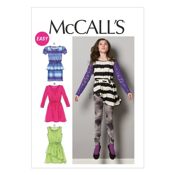 McCall's Pattern Company M6787 Girls'/Girls' Plus Dresses, Tunic, Belt and Leggings Sewing Template, Size PLS (10.5-12.5-14.5-16.5)