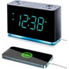 Emerson Smartset Alarm Clock Radio with Bluetooth Speaker with USB Port for iPhone/iPad/iPod/Android and Tablets, 1.4" Cyan LED Display and Night Light, ER100301