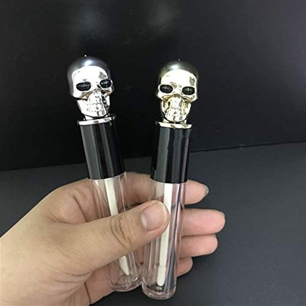 Healthcom 6 Packs 10ml Empty Lip Gloss Tubes Vials Gold/Silver Skull Cap Lip Glaze Tube Cosmetic Lip Balm Bottles Container DIY Lipstick Tube Refillable Lipgloss Samples Jar Makeup Tool for Women Girl