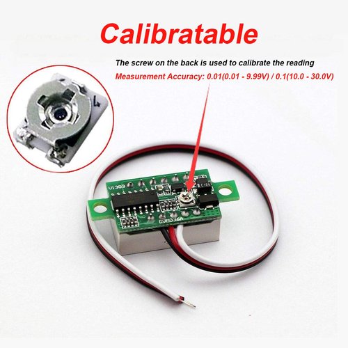 bayite Pack of 5 Three-Wire Calibratable DC 0~30V Blue Digital Mini Voltmeter Gauge Tester Mount Car Motorcycle Battery Monitor Volt Voltage Meter 0.36" Blue LED Display Panel