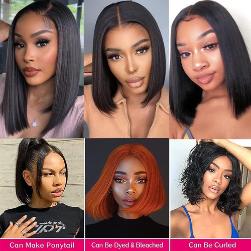 Short Bob Wigs Brazilian Straight Lace Front Wigs Human Hair 13x4 Lace Front Bob Wigs 150% Density Pre Plucked with Baby Hair 8inch