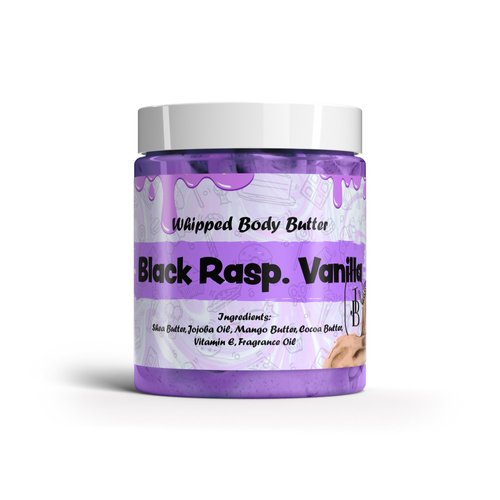 Jersey Botanical - Black Raspberry Vanilla Whipped Body Butter 8oz. With Shea Butter Mango Butter Cocoa Butter Creamy Natural Smooth Long-lasting Intense Moisturizer