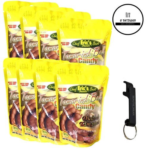 Chef Eric’s Tamarind Ball Candy (Dulce de Tamarindo) 2oz Pack of 8 Sealed with ODatzGood and Keychain Bottle Opener (Pack of 8)