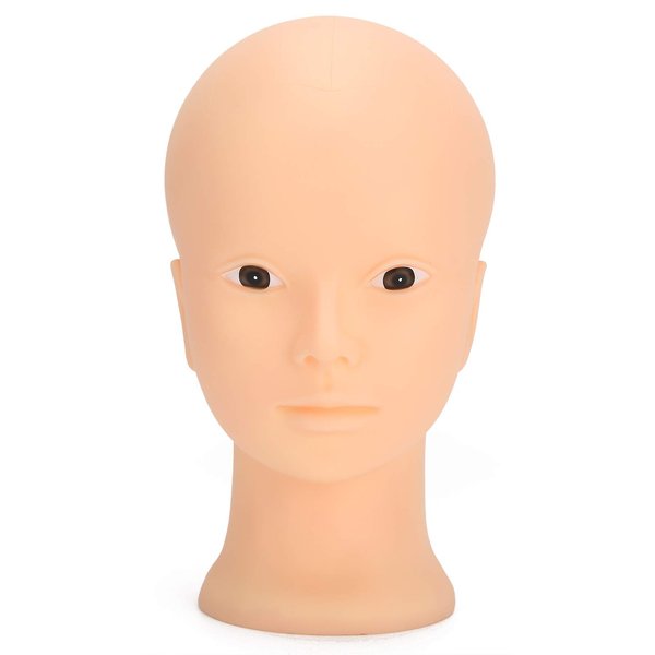19.3in 3D Make Up Practice Training Head, Lash Mannequin Head, Soft Silicone Lash Extension Kit, Cosmetology Doll Face Head for Training Makeup and Eyelash Graft (No Makeup)