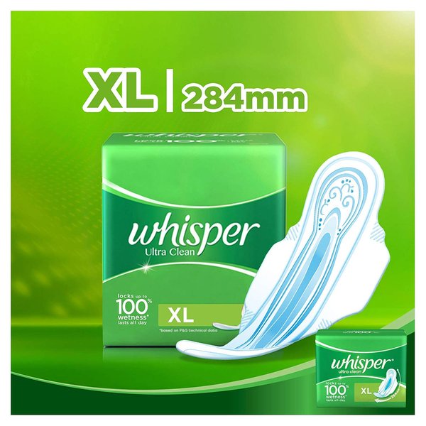 Whisper Ultra Clean XL Wings Sanitary Pad (Pack of 15)